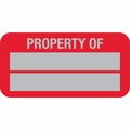 Lustre-Cal Property ID Label PROPERTY OF5 Alum Dark Red 1.50in x 0.75in  2 Blank # Pads, 100PK 253769Ma2Rd0000